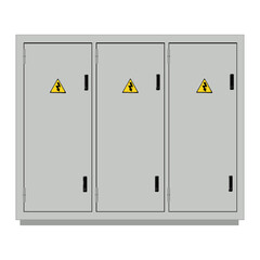 Electrical box, industrial electrical control panel. Substation. Vector image