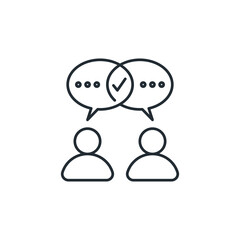 Teamwork business icon line simple minimalist vector drawing for website social or presentation