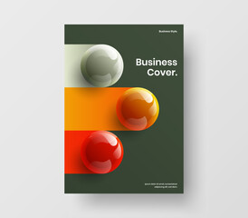 Minimalistic 3D spheres banner concept. Isolated annual report A4 vector design layout.