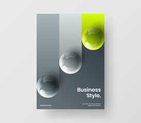 Fresh presentation A4 vector design illustration. Original 3D spheres leaflet layout.