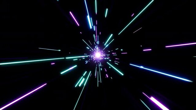 High speed neon light hyper space jump effect