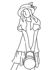 One continuous line drawing - teenager with with a white background	