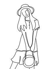 One continuous line drawing - teenager with with a white background	