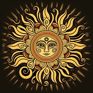 Polynesian Sun tattoo circle. generative AI