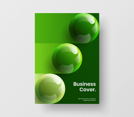 Vivid flyer A4 design vector template. Bright realistic balls brochure layout.