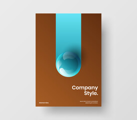 Geometric handbill vector design illustration. Clean 3D spheres corporate brochure layout.