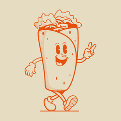 Tortilla Character, Retro Mascot Character