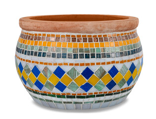 vase covered with mosaic tiles