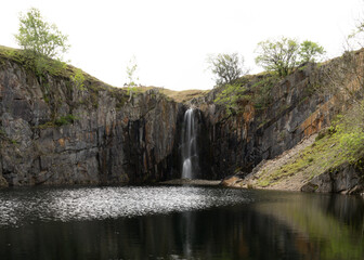 Fototapeta na wymiar waterfall on the rocks - Lake District National Park