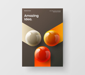 Clean realistic spheres placard layout. Unique pamphlet A4 vector design concept.