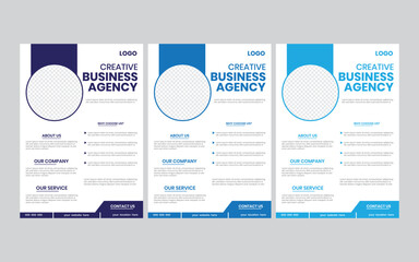 a bundle of 3 different color a4 flyer template. abstract company flyer template, real estate industry layout, promotional flyer design