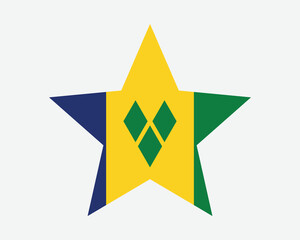 Saint Vincent and the Grenadines Star Flag. Vincy Star Shape Flag. Country National Banner Icon Symbol Vector Flat Artwork Graphic Illustration