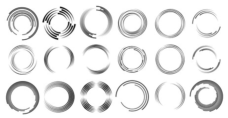 Lines in Circle Form . Spiral Vector Illustration .Technology round Logo . Design element . Abstract Geometric shape . Striped border frame for image
