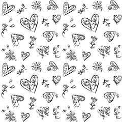 Fototapeta premium ナチュラルなバレンタインの線画 背景素材 1色