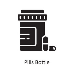 Pills Bottle Vector Solid Icon Design illustration. Medical Symbol on White background EPS 10 File