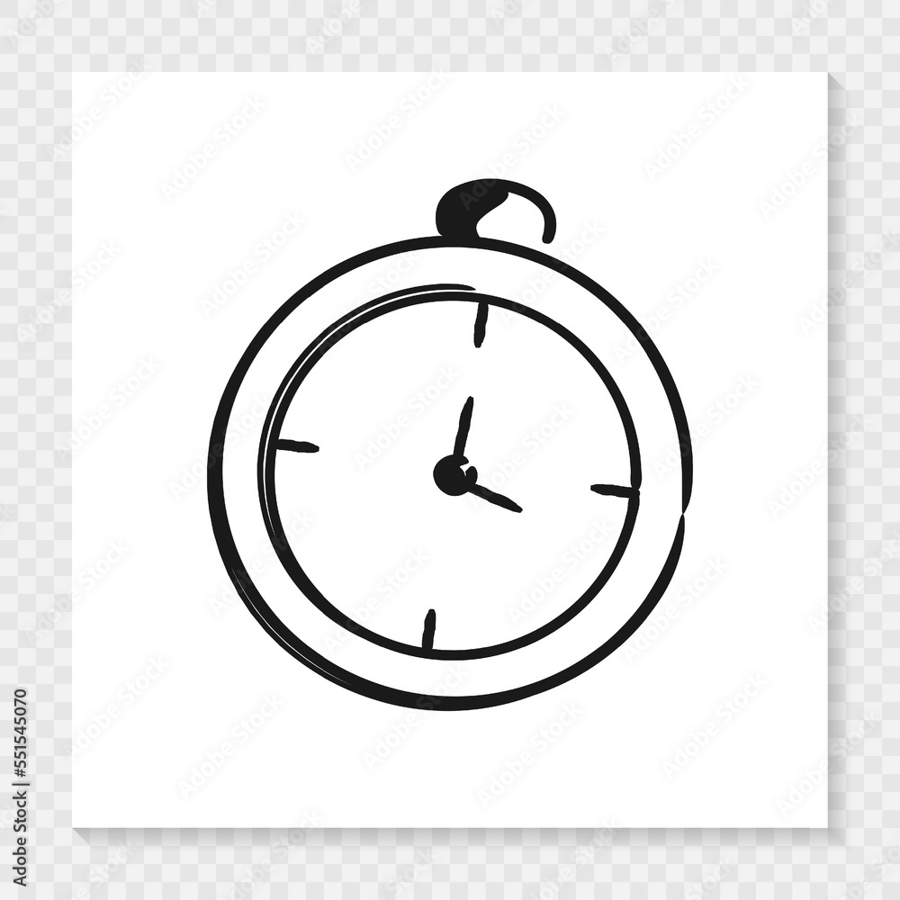 Poster hand drawn time and clock vector linear icons.time management. timer, stopwatch, alarm doodle style 