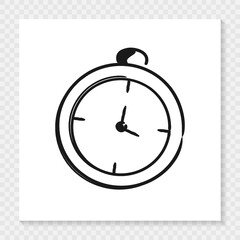 Hand drawn Time and clock vector linear icons.Time management. Timer, stopwatch, alarm doodle style symbol. Vector EPS 10