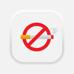 No smoking vector sign. No smoke cigarette prohibition icon in neumorphism style. Vector EPS 10