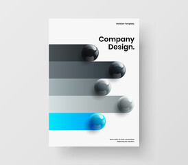 Simple corporate cover A4 design vector illustration. Clean 3D balls placard layout.