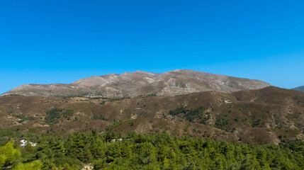Panoramic view of Mount Attavyros. Is the highest mountain on the island of Rhodes in the Dodecanese in Greece. To the south of Embonas village.