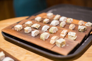 cheese tasting in the restaurant