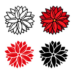 Christmas poinsettia selection vector design set. Watercolor style plants isolated on white background. Collection for holiday banners. Home floral decoration. All elements are isolated and editable.