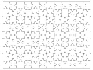 Jigsaw puzzle blank grid pattern or background. Jigsaw puzzle game vector template, parts matching quiz or riddle, intellectual challenge concept, puzzle grid background or empty backdrop