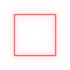 red neon rectangle on a transparent background - obrazy, fototapety, plakaty