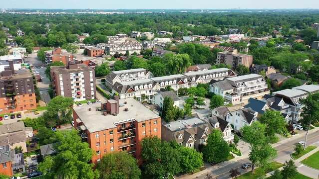 Aerial of the Bronte area of Oakville, Ontario, Canada 4K