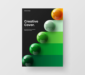 Colorful company brochure design vector layout. Minimalistic 3D spheres cover template.