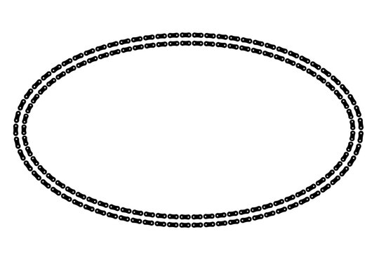 Ellipse border made of bicycle chain and tools and chain rings. Oval frame. Vector illustration