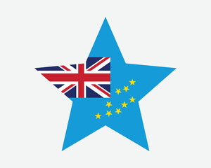 Tuvalu Star Flag. Tuvaluan Star Shape Flag. Ellice Islands Country National Banner Icon Symbol Vector Flat Artwork Graphic Illustration