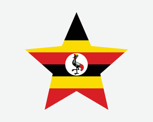 Uganda Star Flag. Ugandan Star Shape Flag. Republic of Uganda Country National Banner Icon Symbol Vector Flat Artwork Graphic Illustration
