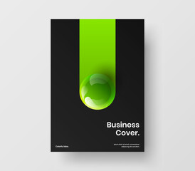 Amazing 3D spheres front page illustration. Bright poster A4 design vector concept.
