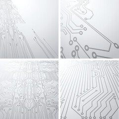 tech modern retro futuristic background .Vector design composition with various technology elements . Abstract contemporary art .