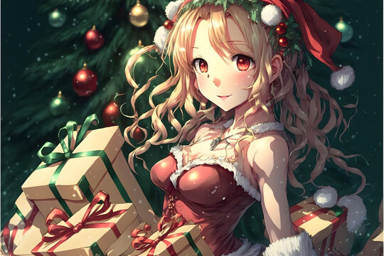 Anime Girl Dressed As Santa, Christmas Waifu