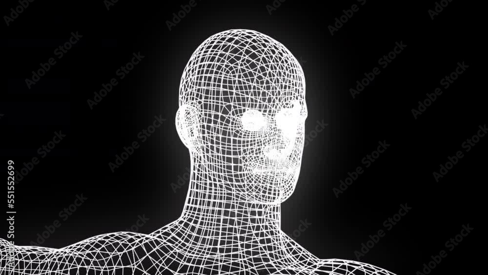 Poster man body wireframe. computer generated 3d render