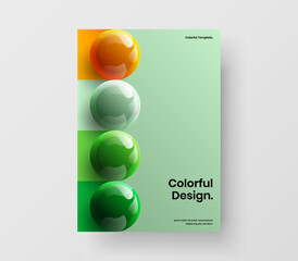 Modern brochure vector design template. Fresh realistic spheres book cover illustration.