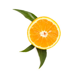 Fresh orange isolated on white, top view