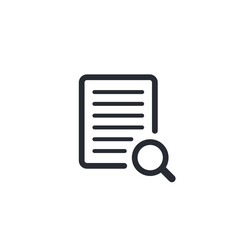 Document icon. Personal document. Contract. Worksheet icon. File icon. Pictogram letter. Survey. Print document. Notes. Letter. Agreement sign. Document search. File search. Magnifying glass. Search