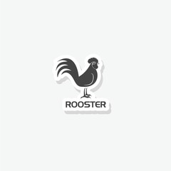 Rooster Logo Sticker icon isolated on white