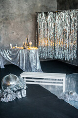 LED Light Curtain. Silver Foil Fringe Curtain Shimmer Birthday Party, Christmas, New Year's Eve 