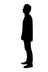 side view of a man isolated on white background