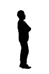 silhouette of a portrait of senior woman on white background