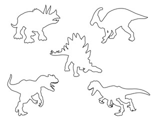 Dinosaur set stroke line. Collection for children Vector clipart