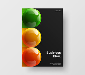Colorful handbill A4 vector design illustration. Creative realistic spheres corporate cover layout.
