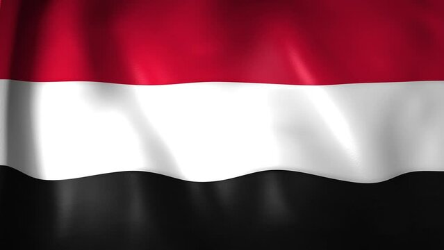 Animation of Republic of Yemen flag. 4K. Yemen flag flying, Yemen flag ,