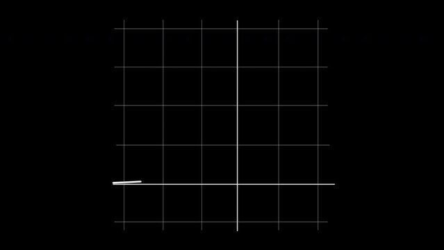 Exponential law, power law chart, self drawing animation. Luma matte, alpha channel, isolated design element. Black background.