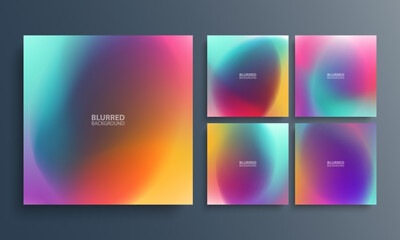 Naklejka premium Set of blurred multicolored backgrounds with vibrant blurred color gradients. Bright color graphic templates collection for your graphic design. Vector illustration.