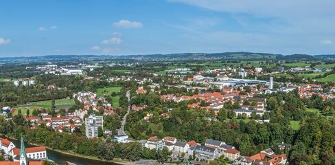 Kempten im Allgäu aus der Luft - rund um die Iller am Landschaftspark Engelhalde